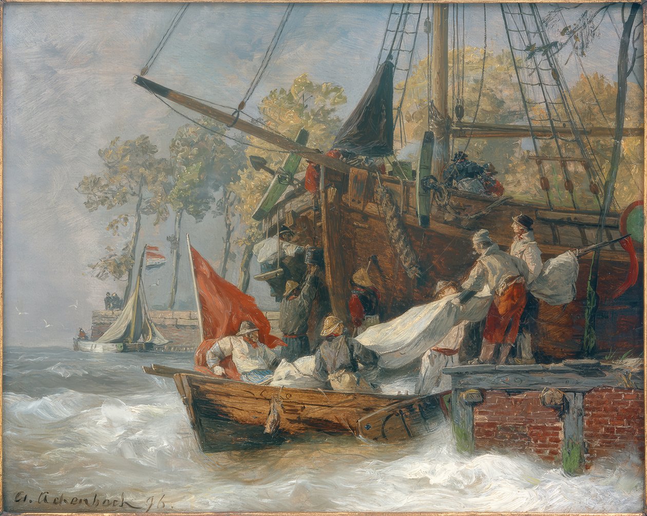 Hafeneinfahrt bei stürmischer See 作者 安德烈亚斯·阿亨巴赫（Andreas Achenbach）