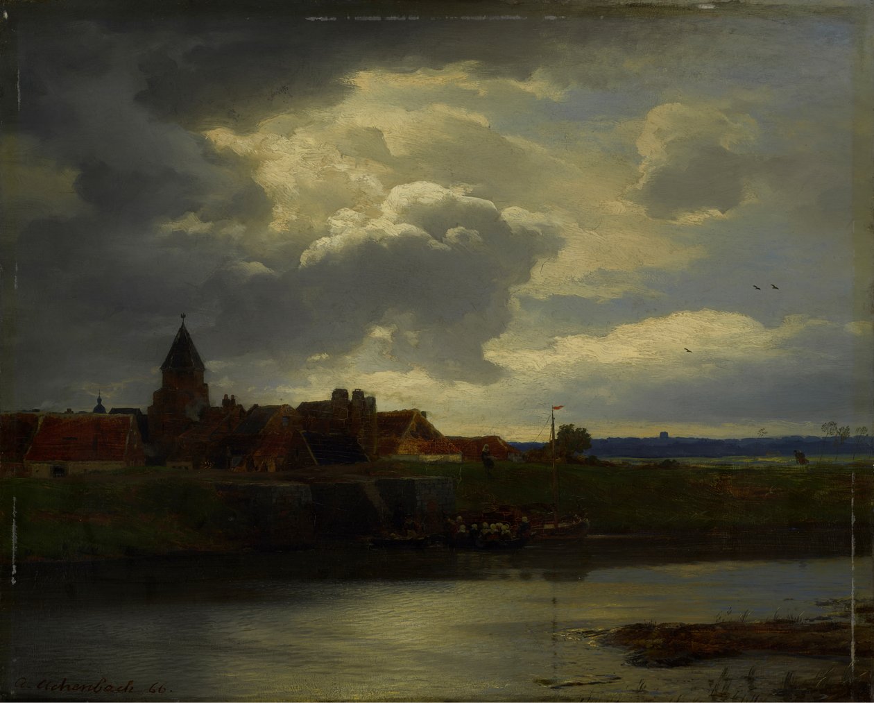 有河的风景 作者 安德烈亚斯·阿亨巴赫（Andreas Achenbach）