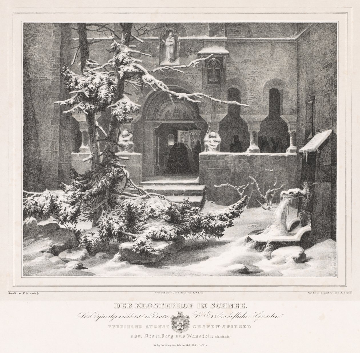 有雪的墓地，c。 1835年。 作者 安德烈亚斯（Andreas Borum）