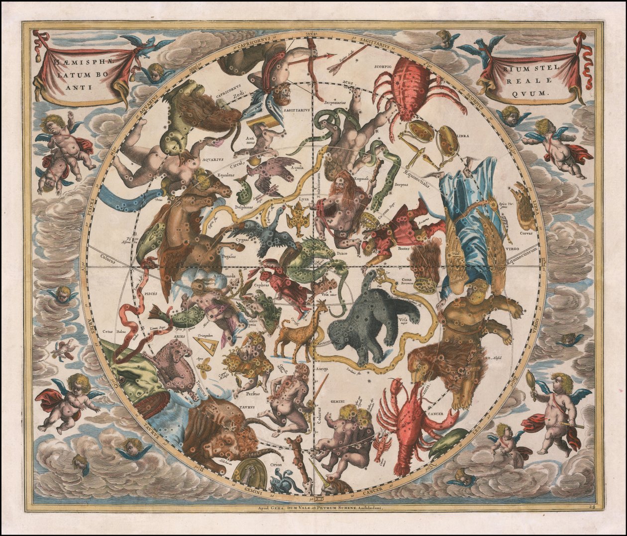 1660 年天体图 - Haemisphaerium Stellatum Boreale Antiquum 作者 安德鲁·塞拉瑞斯