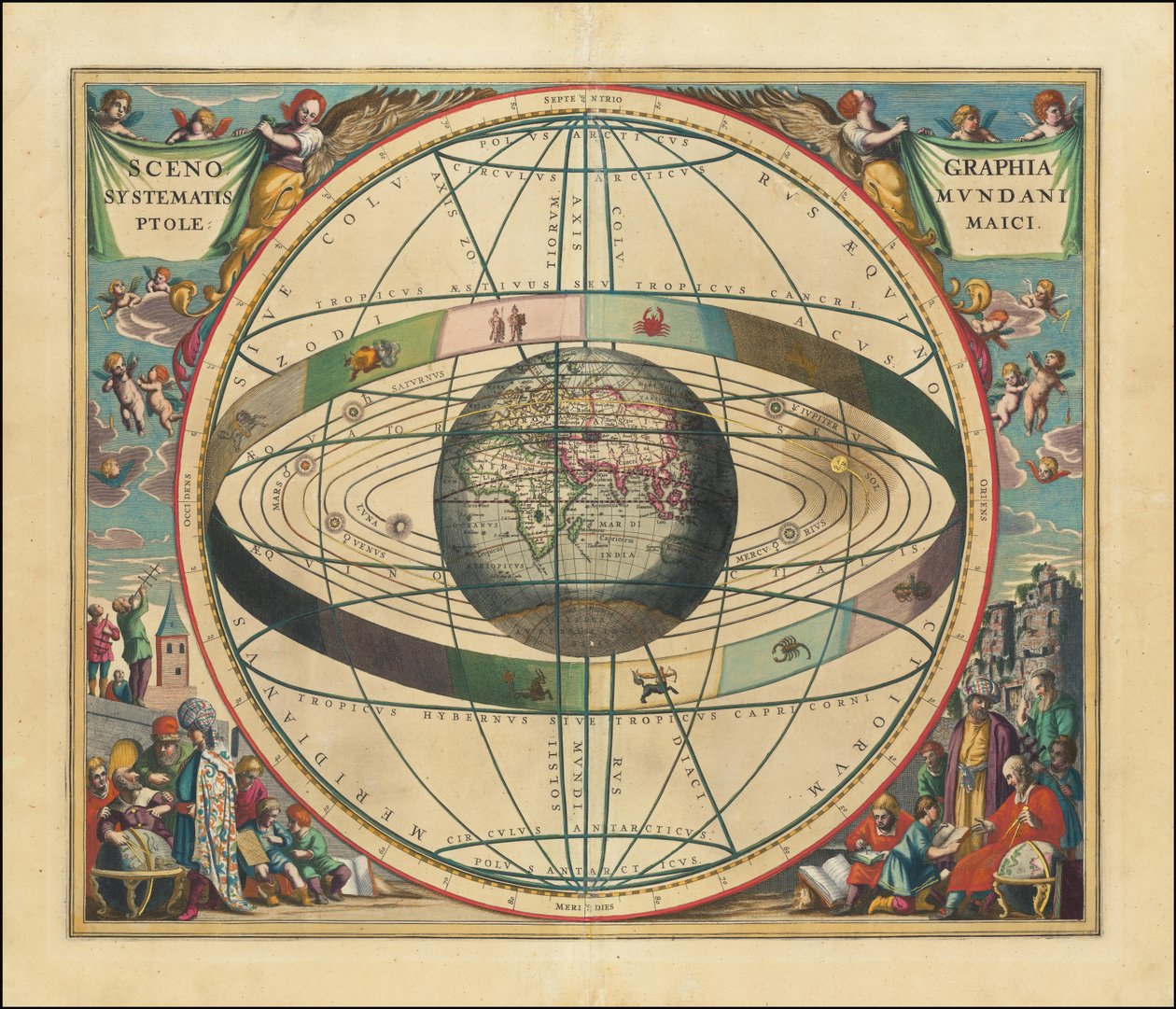 1660 年天体图 - Scenographia Systematis Mundani Ptolemaici 作者 安德鲁·塞拉瑞斯