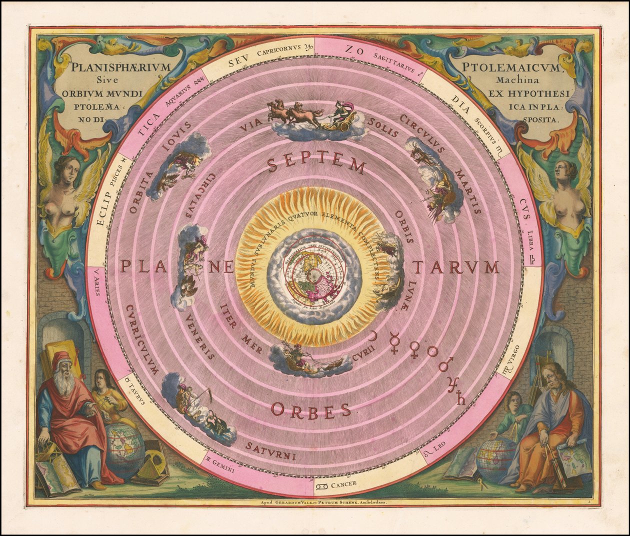 1660 年天体图，展示克劳狄乌斯-托勒密的宇宙模型 作者 安德鲁·塞拉瑞斯