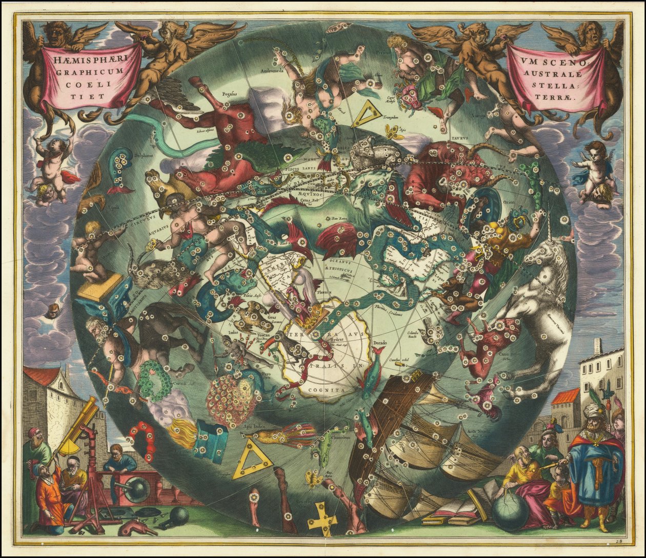 1660 年 Andreas Cellarius 绘制的南天天体图 作者 安德鲁·塞拉瑞斯