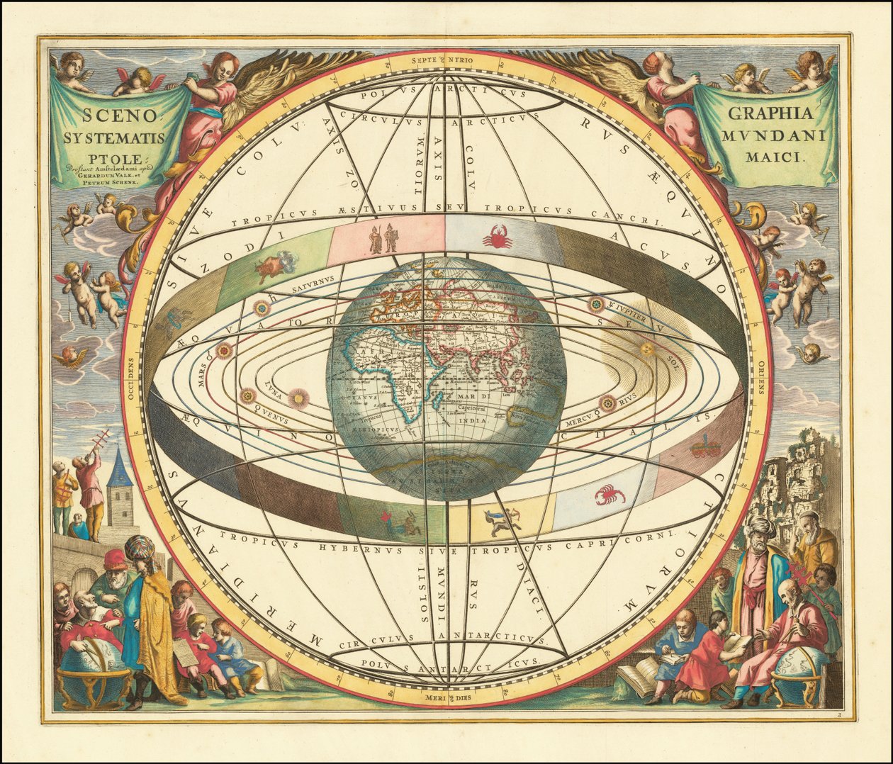 1660 年地心模型图 - Scenographia Systematis Mundani Ptolemaici 作者 安德鲁·塞拉瑞斯