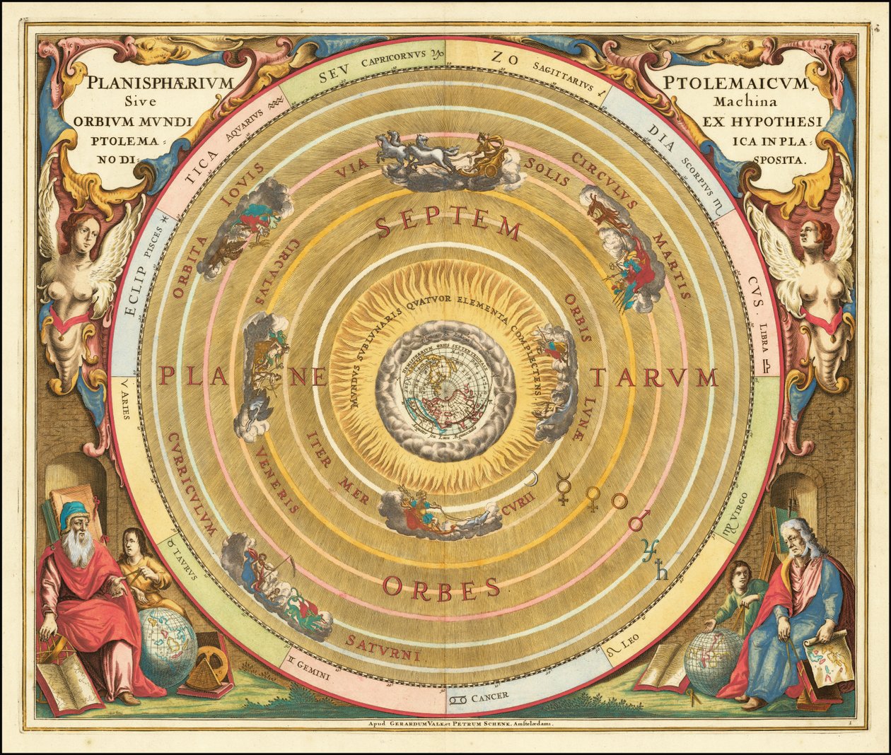 1660 年克劳狄乌斯-托勒密的宇宙地心模型插图 作者 安德鲁·塞拉瑞斯