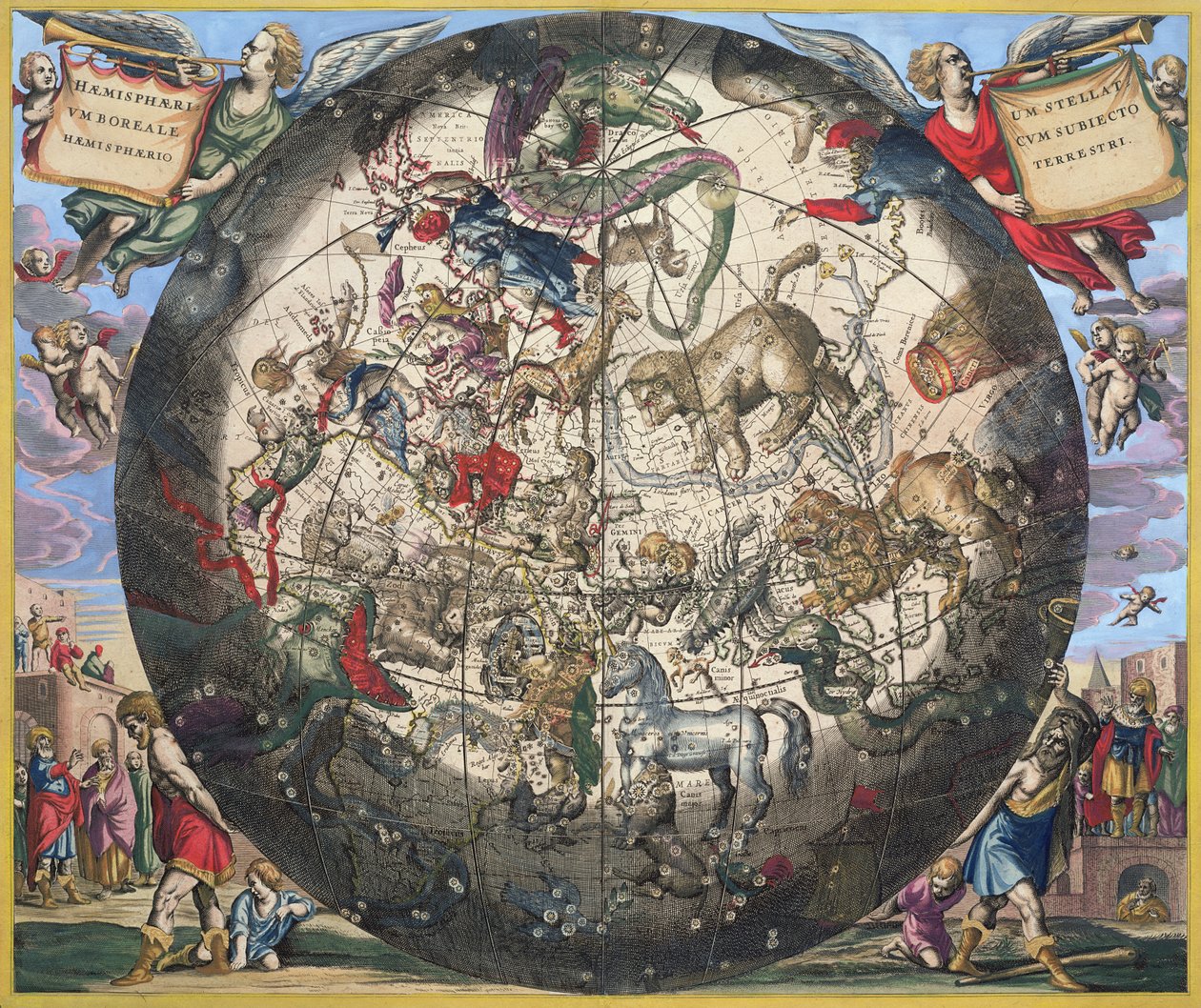 北方（北方）半球，来自&39;天体地图集，或宇宙的和谐&39;，由Pieter Schenk（1660-1719）和Gerard Valk（1651-1726）（手工雕刻）雕刻而成 作者 安德鲁·塞拉瑞斯
