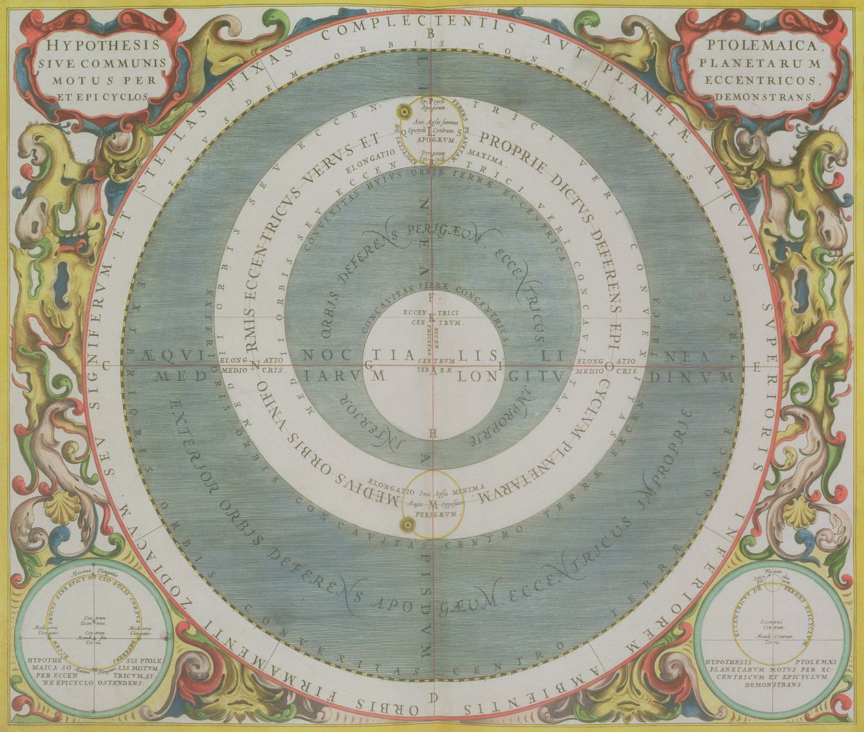 托勒密系统，来自&39;天体地图集，或宇宙的和谐&39;（Atlas coelestis seu harmonia macrocosmica）酒吧。作者：Joannes Janssonius，阿姆斯特丹，1660-61（手工彩色雕刻） 作者 安德鲁·塞拉瑞斯