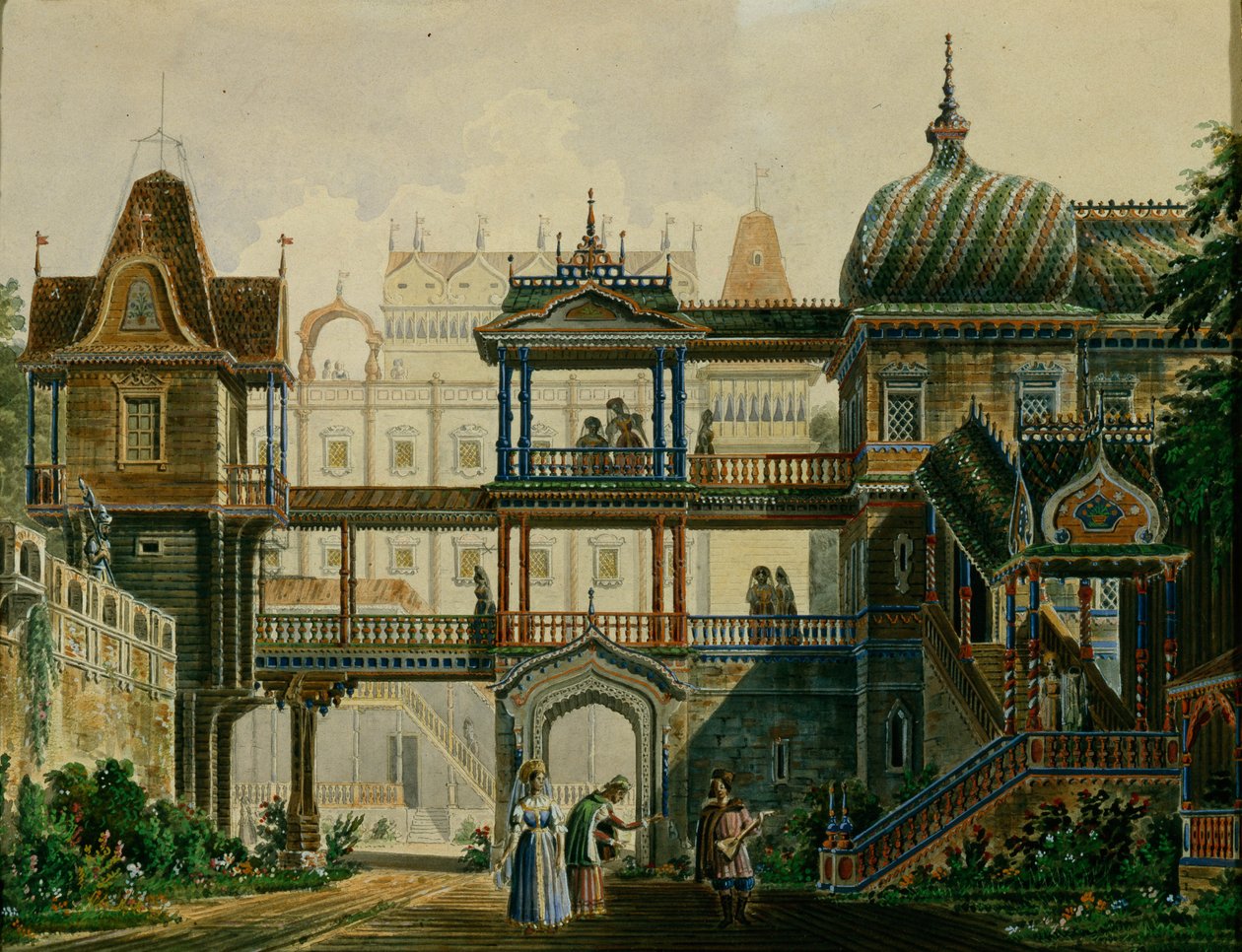 A. Verstovski的歌剧Askolds Grave的舞台设计，1841年 作者 安德烈亚斯·莱昂哈德·罗勒（Andreas Leonhard Roller）
