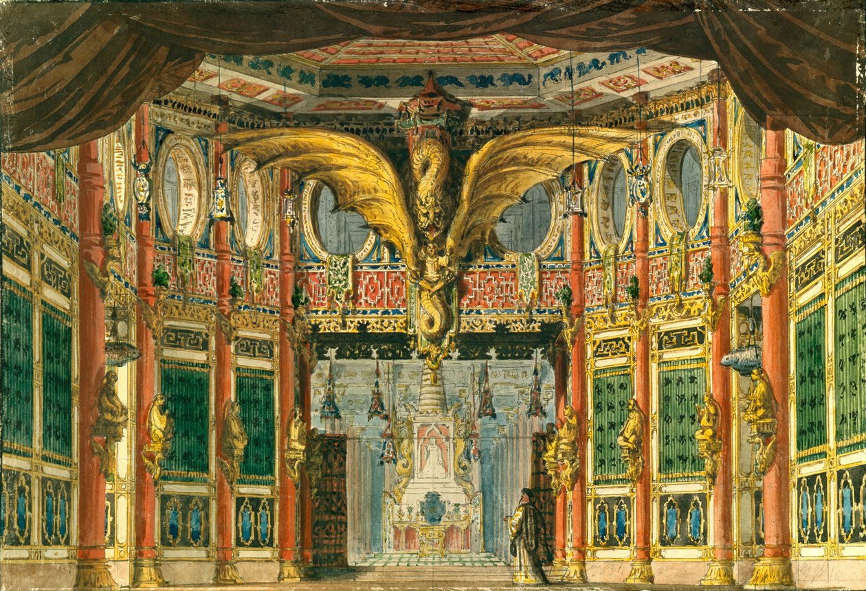 D. Auber的歌剧《青铜马》的舞台设计，1837年 作者 安德烈亚斯·莱昂哈德·罗勒（Andreas Leonhard Roller）