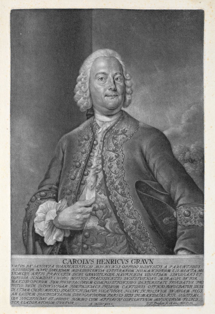 Carl Heinrich Graun（1703-59）由Valentin Daniel Preissler（1717-65）1752（mezzotint）刻。 作者 安德烈亚斯·莫勒（Andreas Moller）