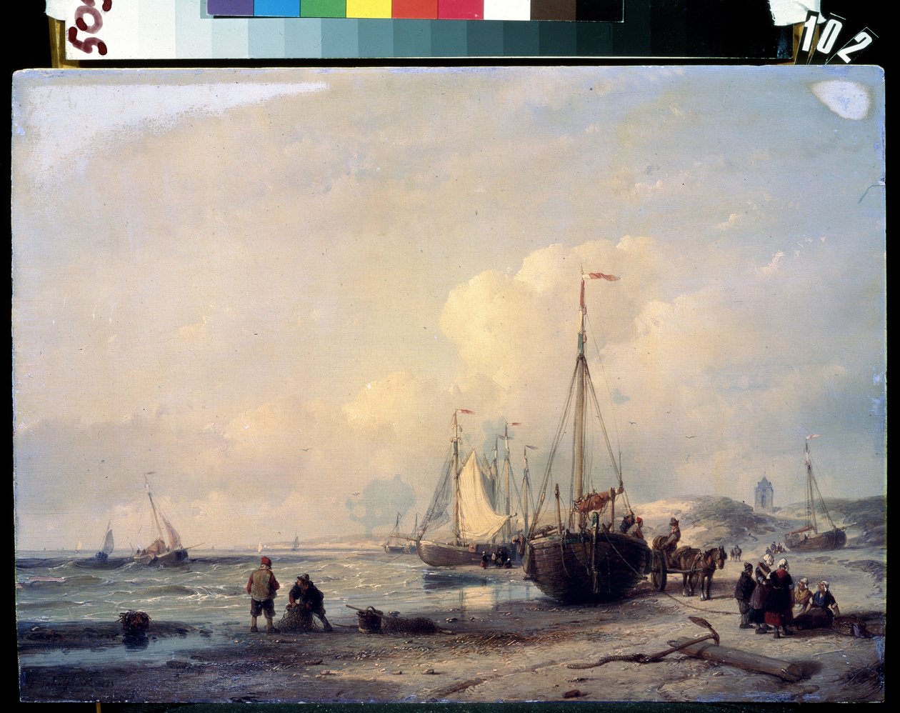 海洋景观。Andreas Schelfhout（1787-1870 年）的作品。布面油画 作者 安德烈亚斯·谢尔福特