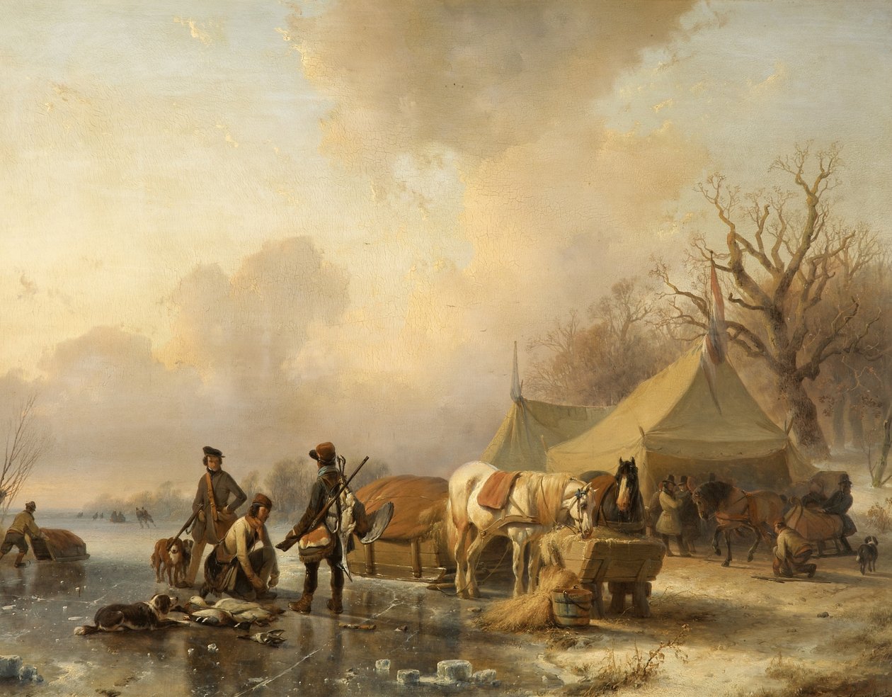 冬季场景与雪橇，1840年 作者 安德烈亚斯·谢尔福特