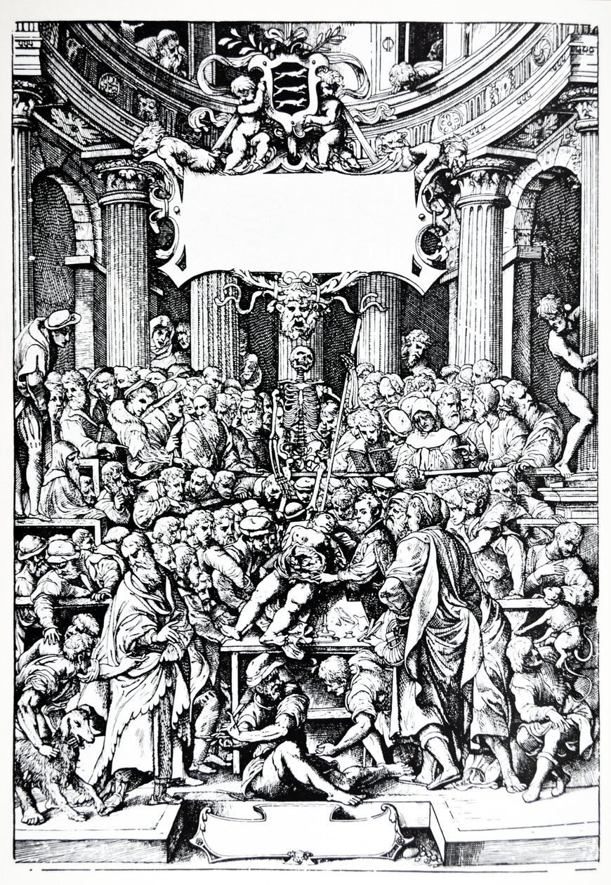 来自De Humani Corporis Fabrica的Epitome的板块 作者 安德鲁·维萨利厄斯