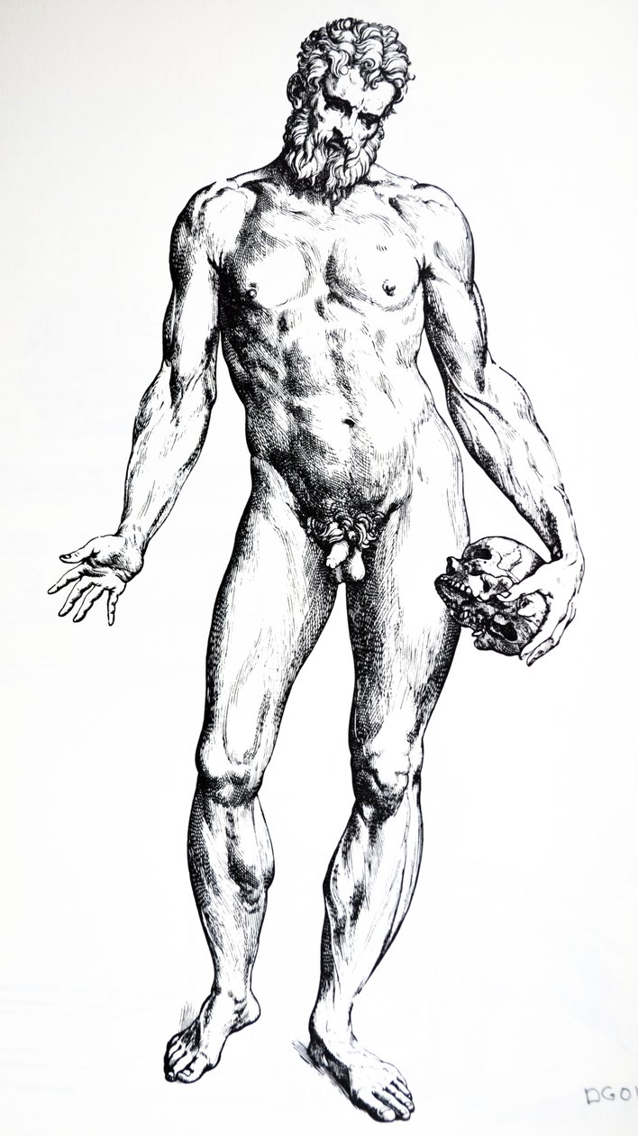 De Humani Corporis Fabrica第七册中的版画 作者 安德鲁·维萨利厄斯