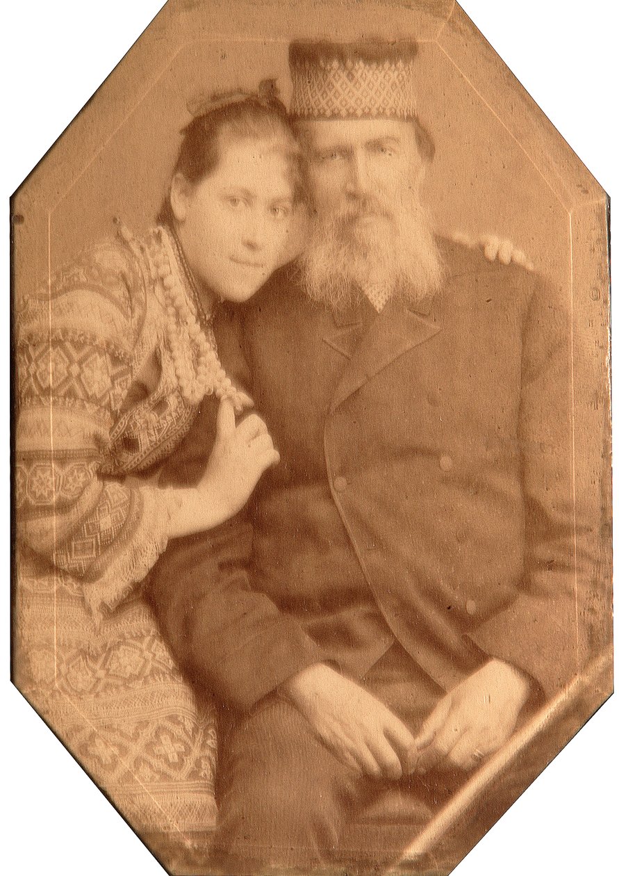 诗人Yakov Petrovich Polonsky（Iakov Petrovitch Polonski）（1820-1898）和女儿Natalia的肖像。 作者 安德烈·奥西波维奇·卡列林