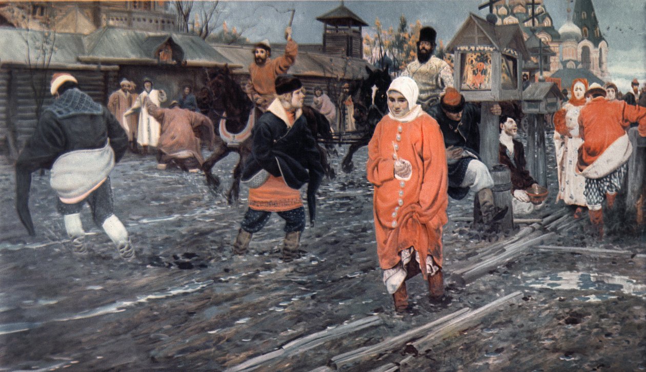 十七世纪莫斯科街度假，1895年 作者 安德烈·彼得罗维奇·里亚布什金