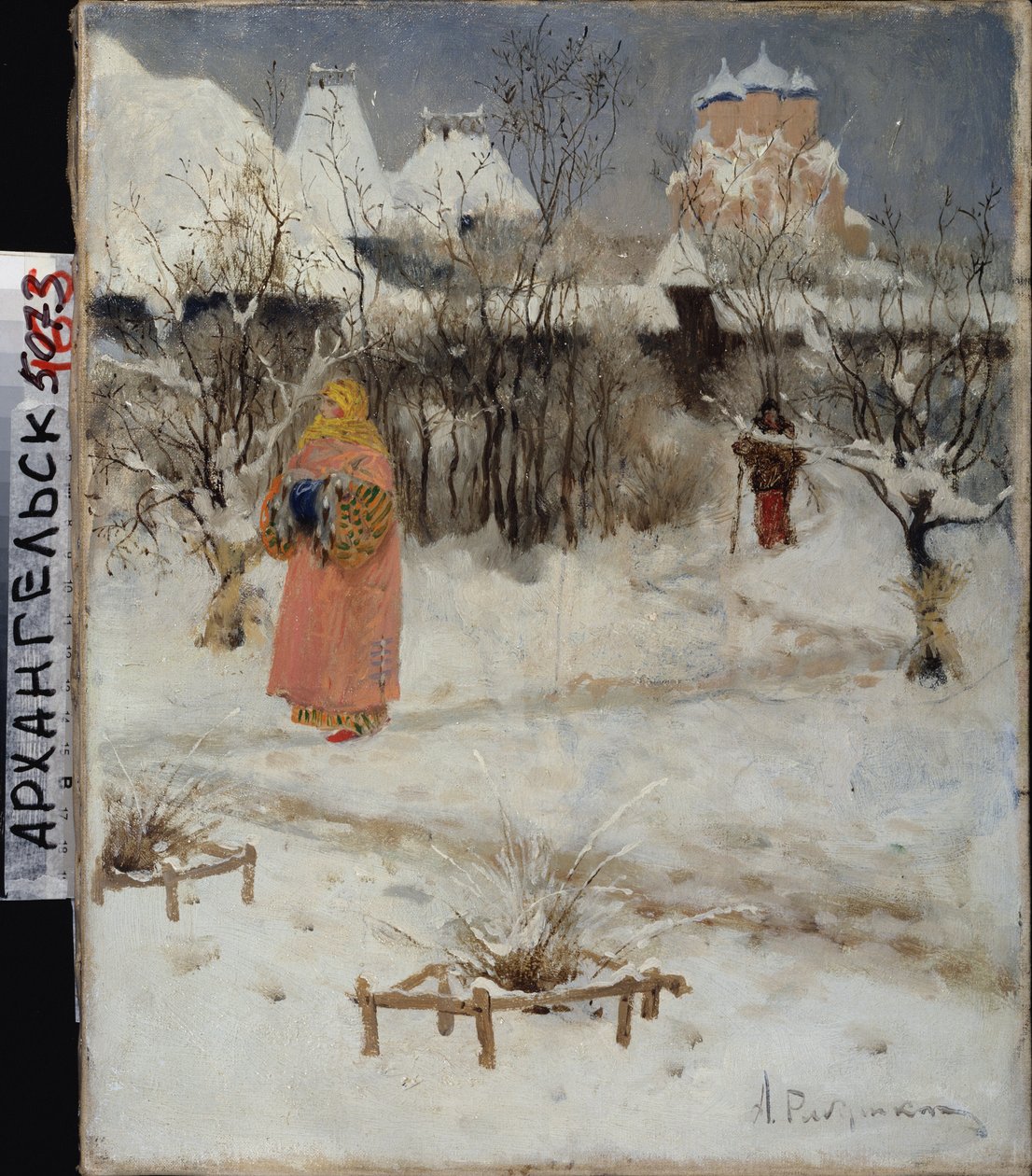 博雅德少女的散步（boiard，boiar）。安德烈-彼得罗维奇-里亚布什金（Riaboutchkine）（1861-1904 年）的画作，布面油画 作者 安德烈·彼得罗维奇·里亚布什金