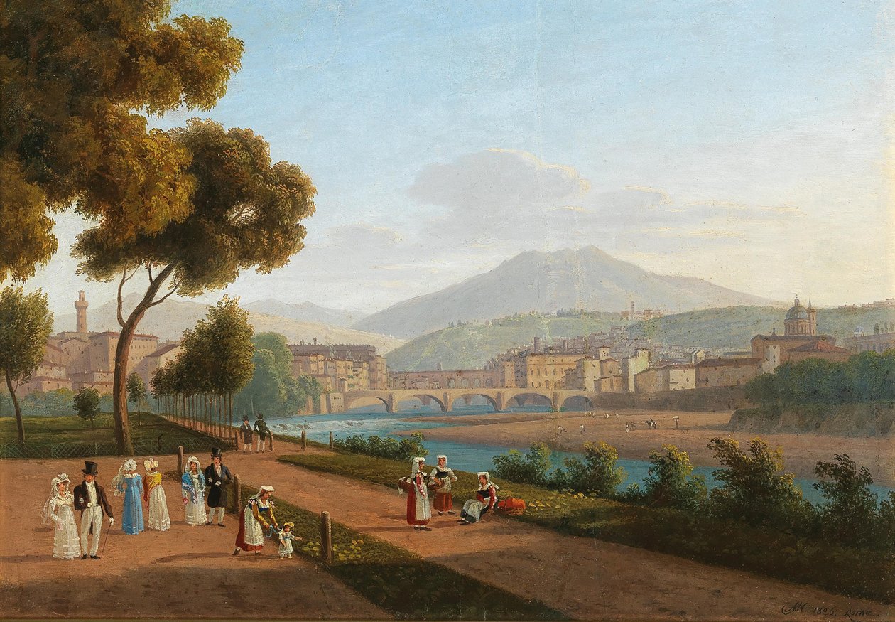 佛罗伦萨，Vecchio桥的景色，1826年。 作者 安德烈·叶菲莫维奇·马蒂诺夫（Andrei Yefimovich Martynov）