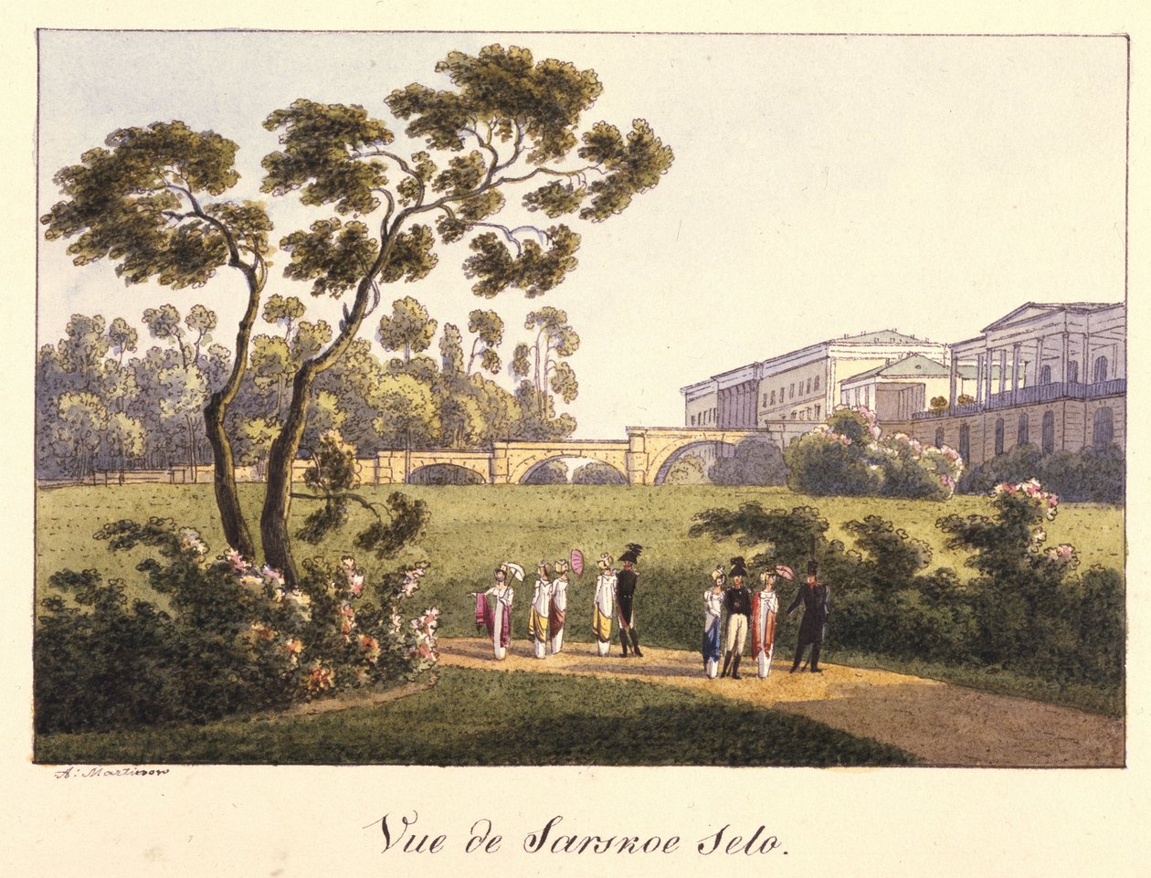 1817年之前，在Tsarskoye Selo公园中的卡梅隆美术馆的景色 作者 安德烈·叶菲莫维奇·马蒂诺夫（Andrei Yefimovich Martynov）