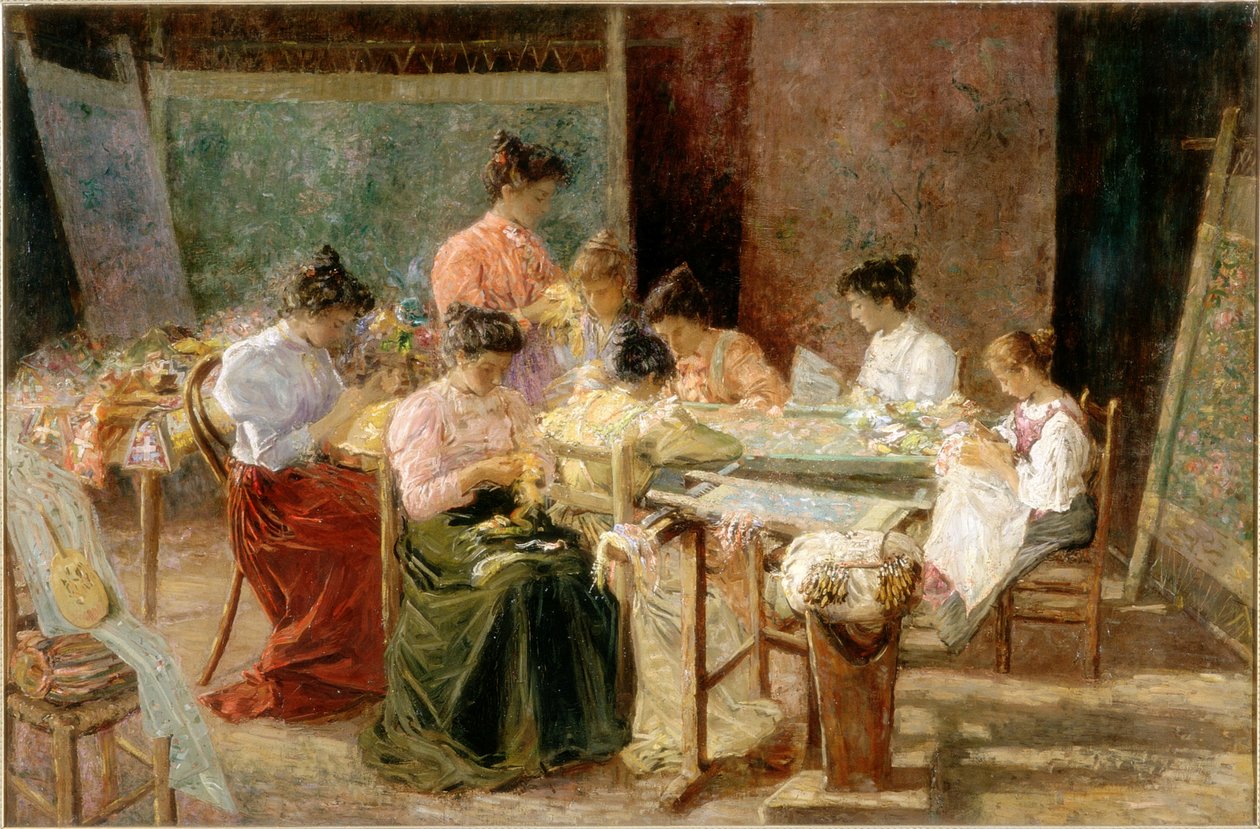 威尼斯刺绣制造商，c.1905 作者 安德鲁·科利