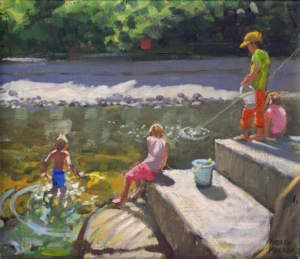 钓鱼的孩子，卢港，康沃尔郡，2014， 作者 安德鲁·马卡拉（Andrew Macara）
