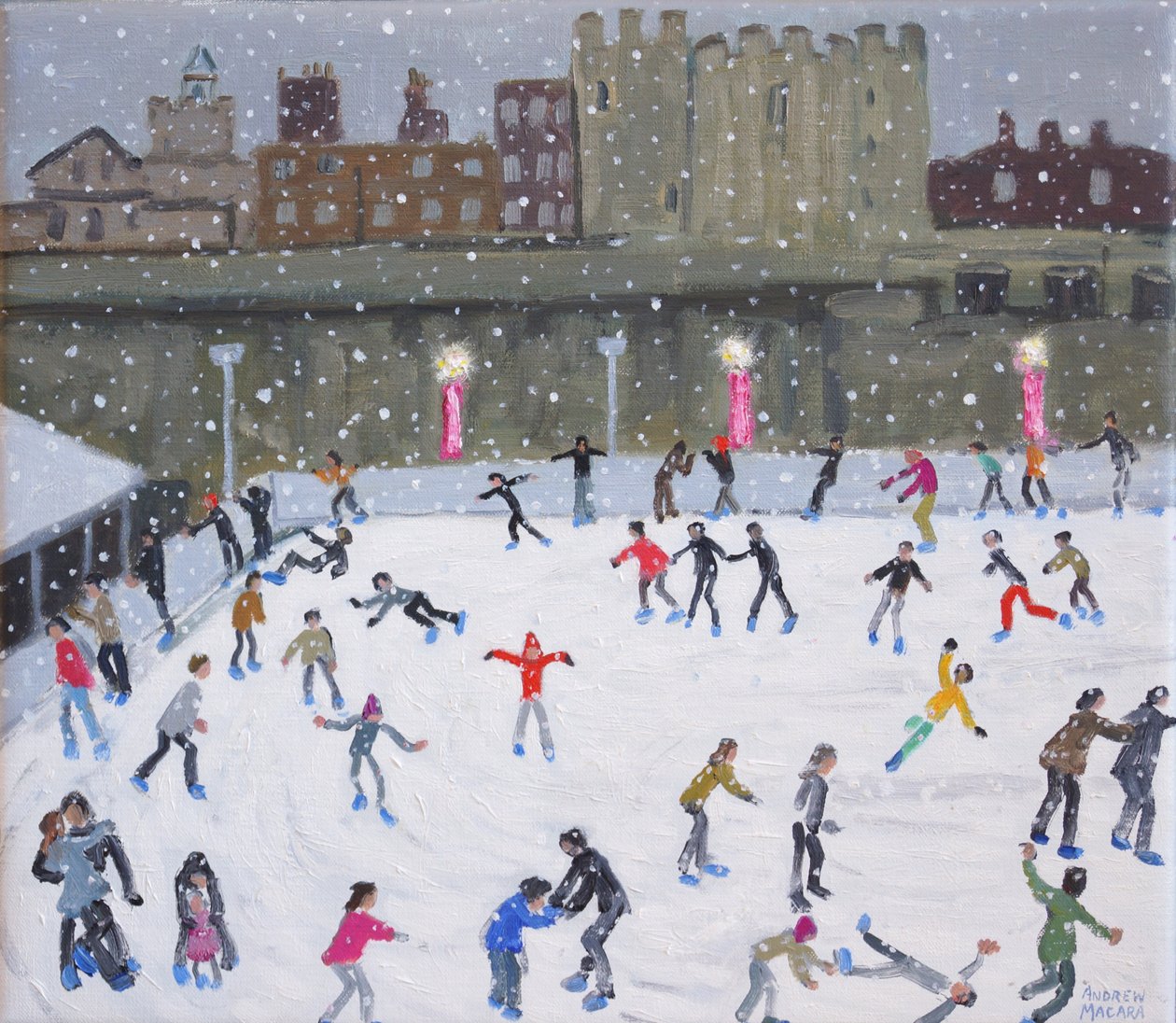 伦敦塔溜冰场，2015年，（布面油画） 作者 安德鲁·马卡拉（Andrew Macara）