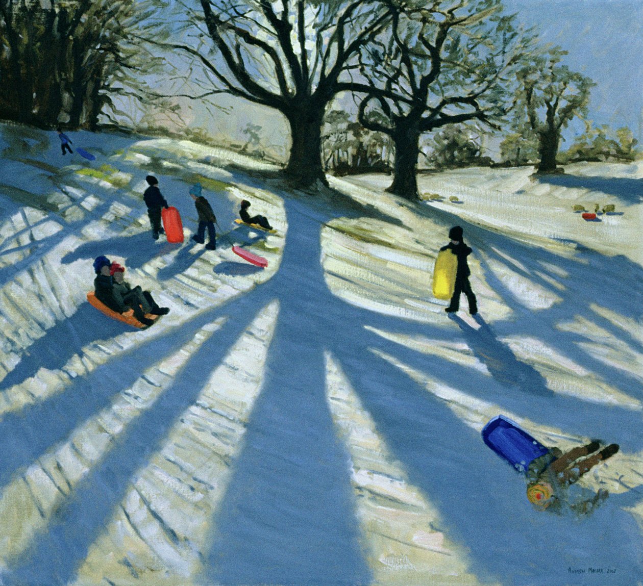 冬天树，雪橇，Calke修道院，德比 作者 安德鲁·马卡拉（Andrew Macara）