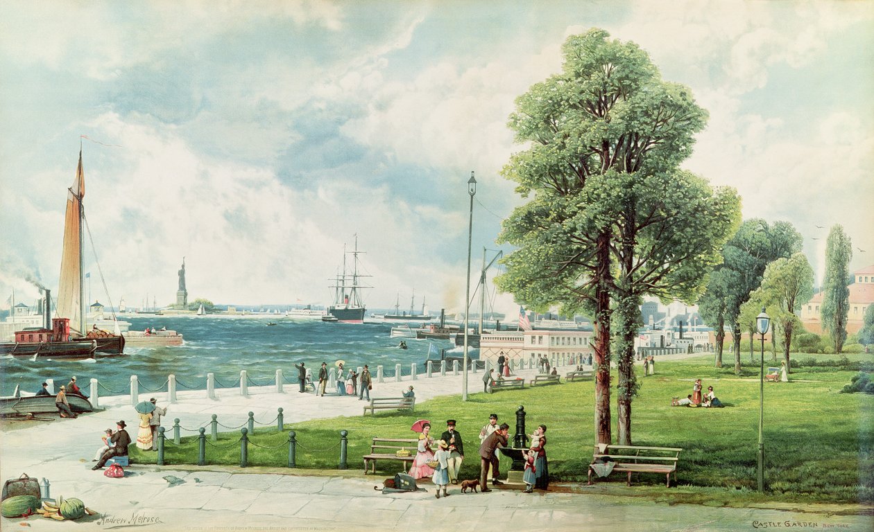 城堡花园（从南渡轮到城堡花园的炮台公园景观）c.1886（浮雕平纹） 作者 安德鲁·梅尔罗斯