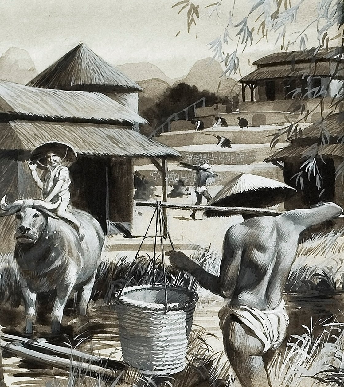 中国的农耕（纸上水粉画） 作者 安德鲁·豪瓦特