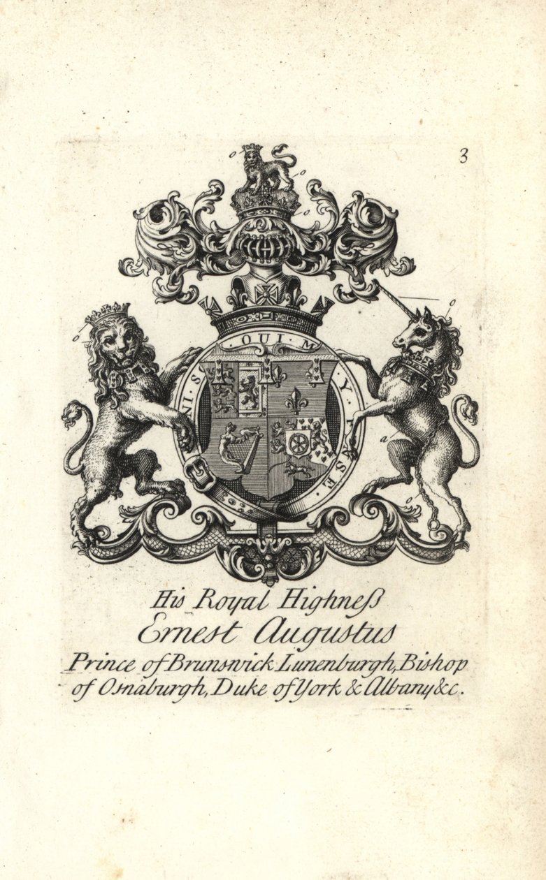 Coat of arms and crest of HRH Ernest Augustus, Prince of Brunswick Luneburg, Bishop of Osnaburgh, Duke of York and Albany 作者 安德鲁·约翰斯顿