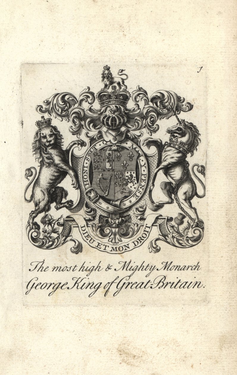 Coat of arms and crest of the most high and mighty monarch King George I of Great Britain 作者 安德鲁·约翰斯顿