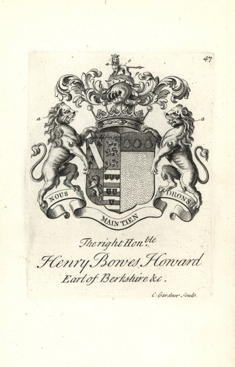 Coat of arms and crest of the right honorable Henry Bowes Howard 作者 安德鲁·约翰斯顿