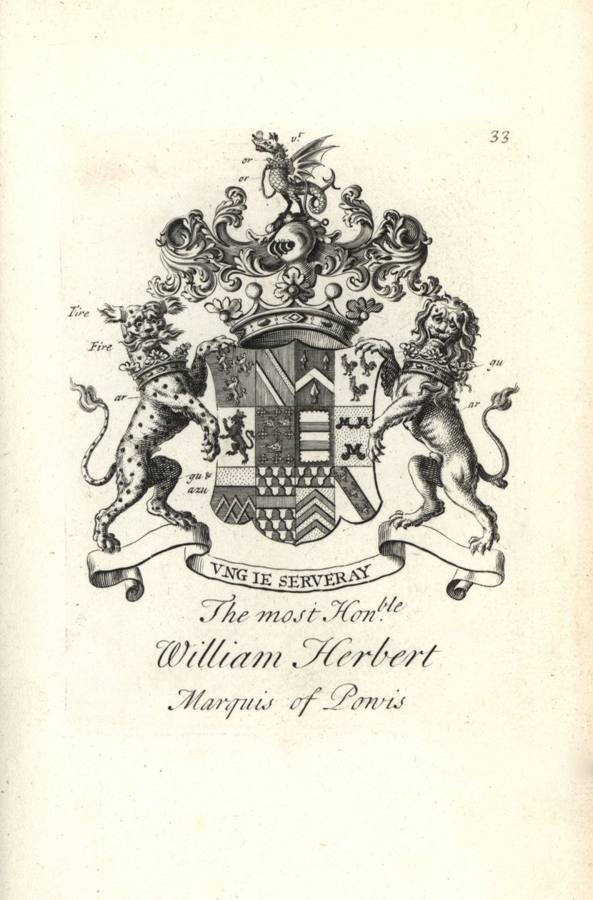 第二代鲍伊斯侯爵威廉·赫伯特 (William Herbert) 的徽章和徽章 作者 安德鲁·约翰斯顿