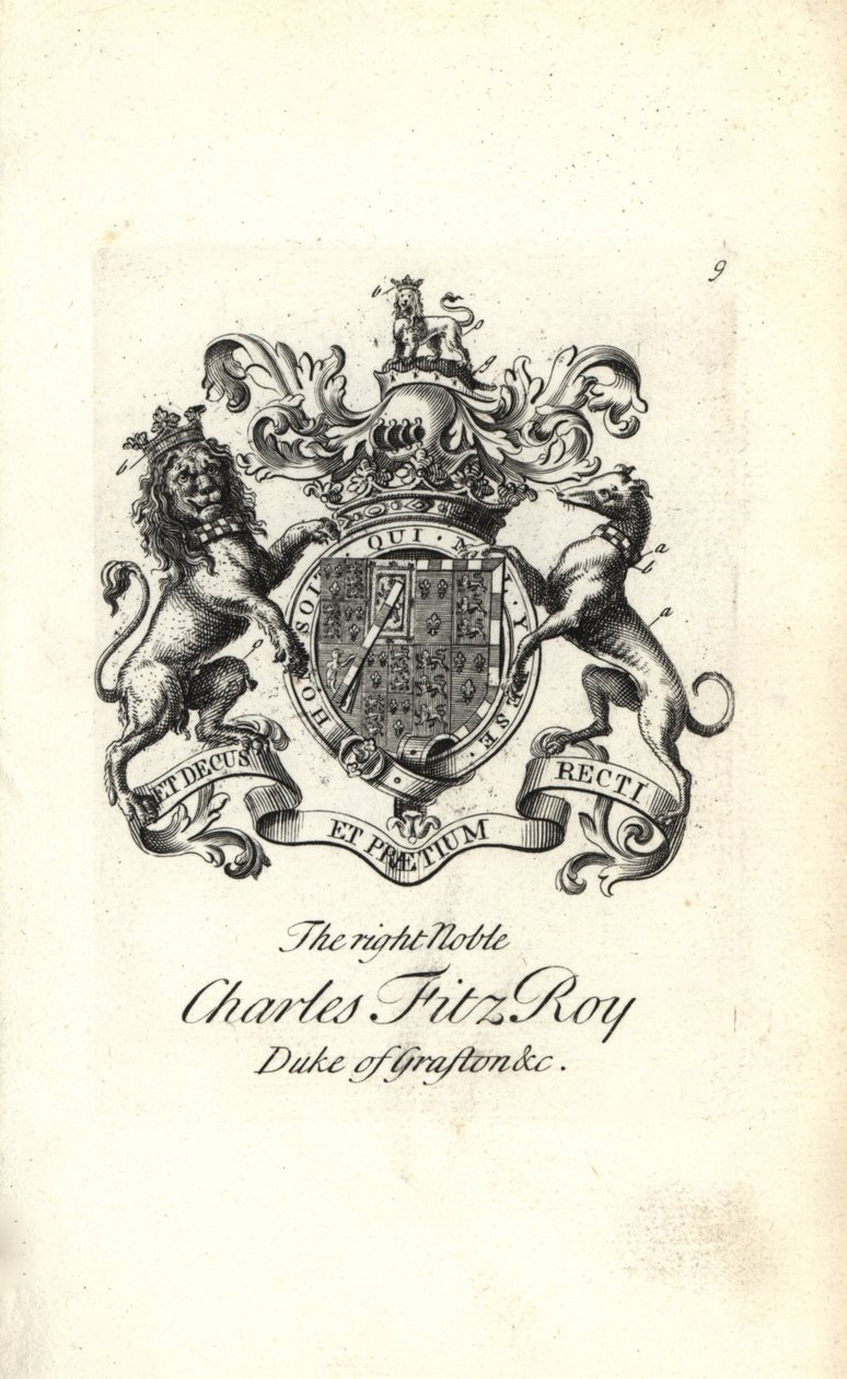 第二代格拉夫顿公爵查尔斯·菲茨罗伊 (Charles FitzRoy) 的徽章和徽章 作者 安德鲁·约翰斯顿