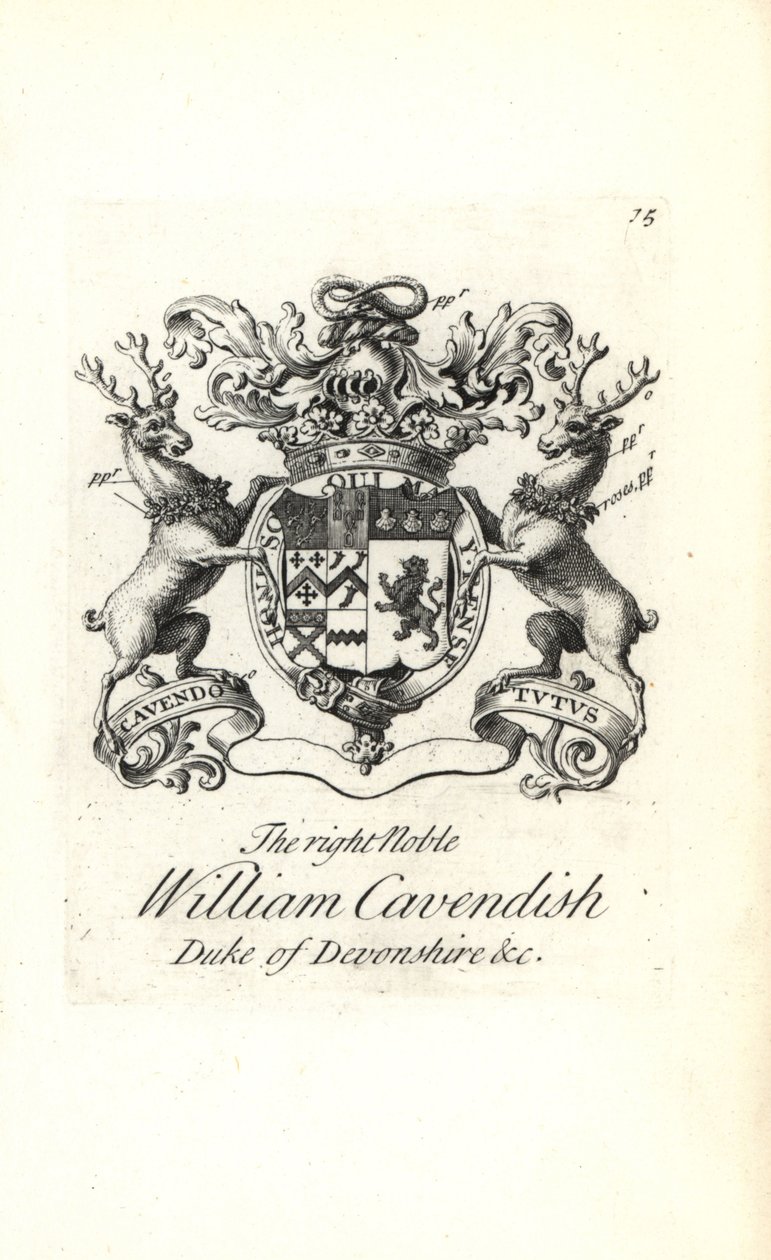 Coat of arms and crest of the right noble William Cavendish, 2nd Duke of Devonshire 作者 安德鲁·约翰斯顿