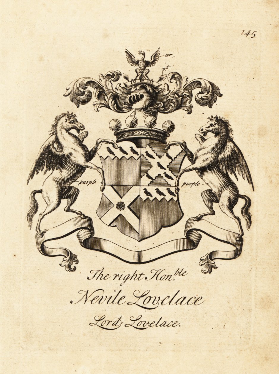 Coat of arms of the Right Honourable Nevile Lovelace, Lord Lovelace, 6th Baron Lovelace 作者 安德鲁·约翰斯顿