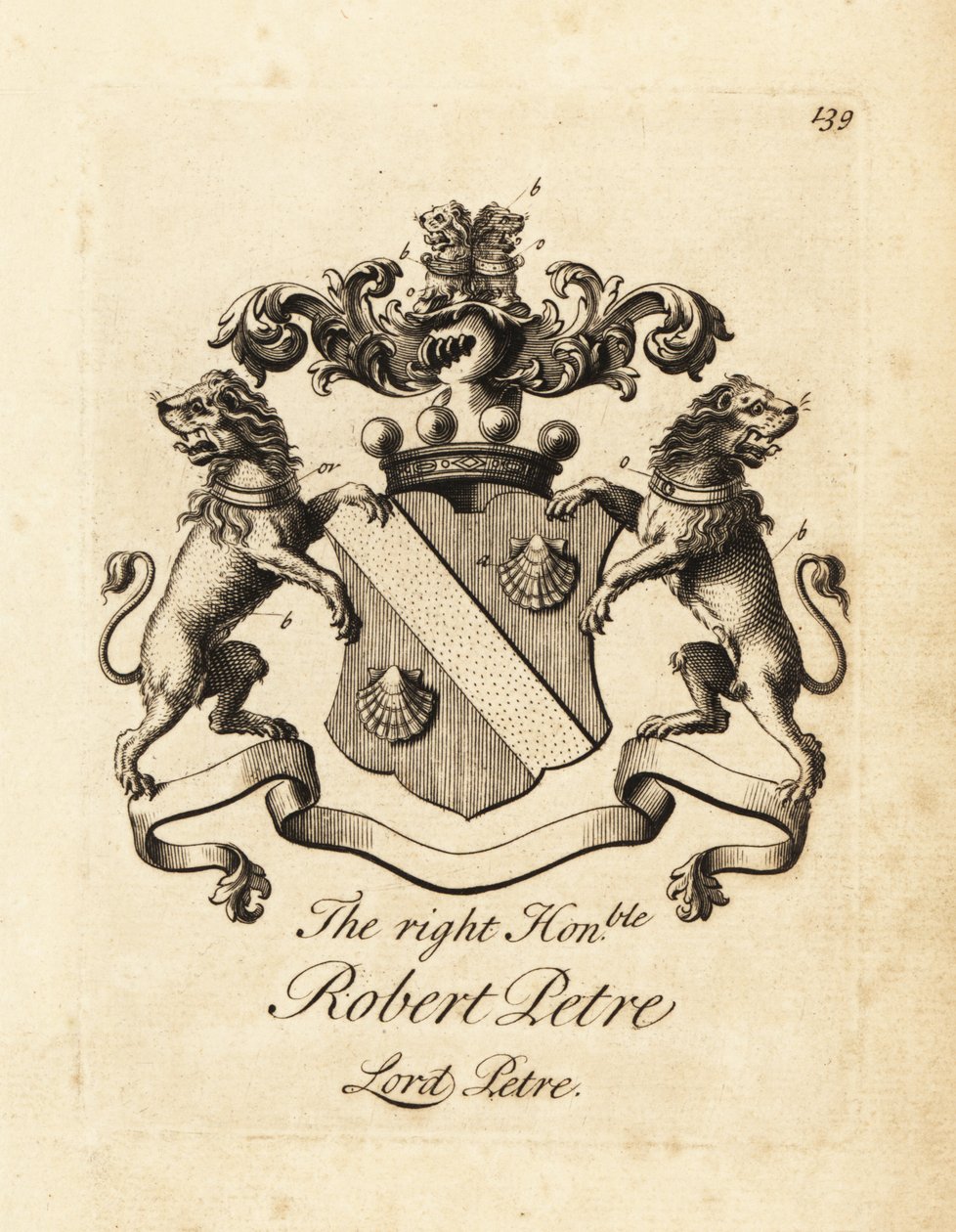 Coat of arms of the Right Honourable Robert Petre, Lord Petre, 8th Baron Petre 作者 安德鲁·约翰斯顿