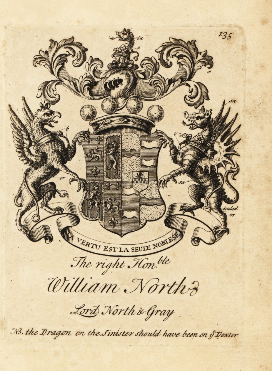 Coat of arms of the Right Honourable William North, Lord North & Gray, 6th Baron North, 2nd Baron Grey 作者 安德鲁·约翰斯顿
