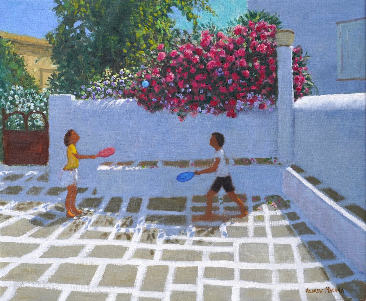 蝙蝠与球，米洛斯，2023 年（布面油画） 作者 安德鲁·马卡拉（Andrew Macara）