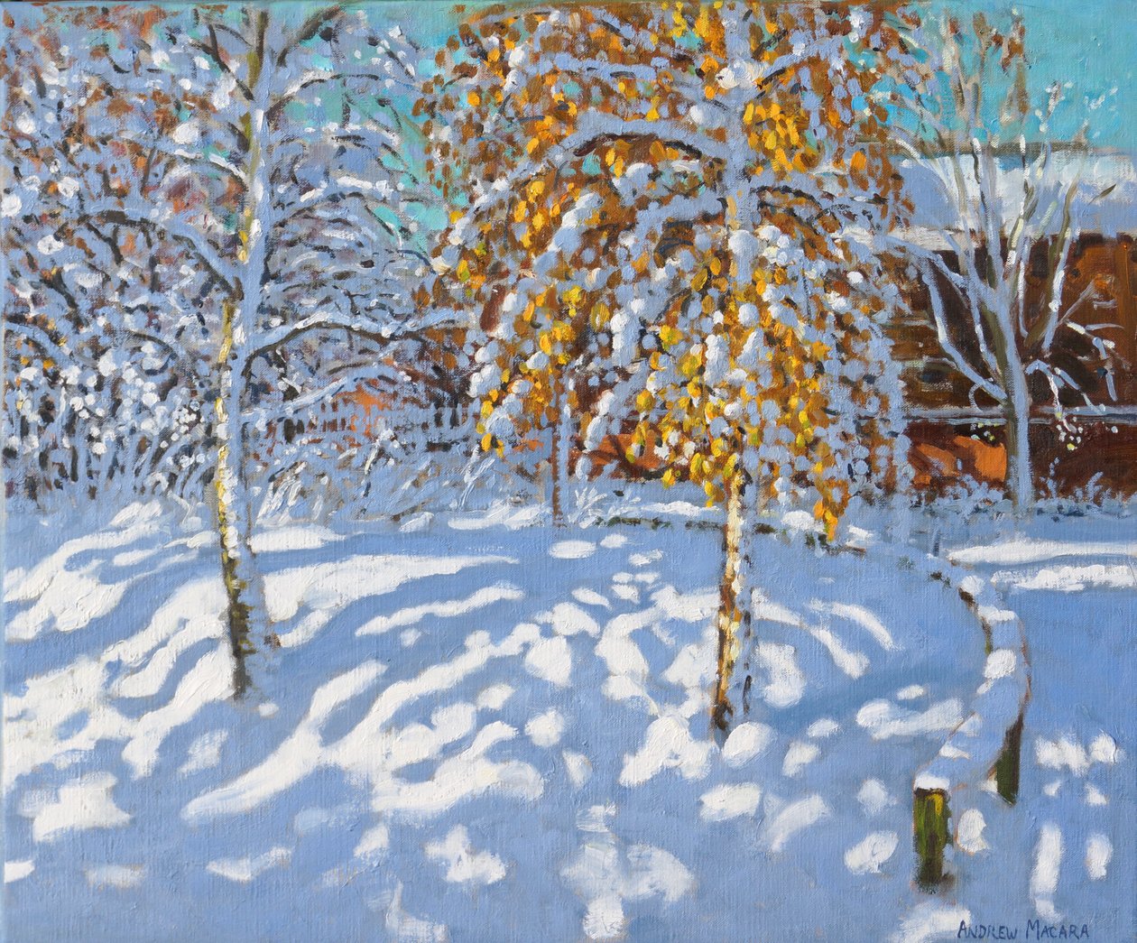 冬天的金叶子，诺曼顿，德比，（布面油画）。 作者 安德鲁·马卡拉（Andrew Macara）