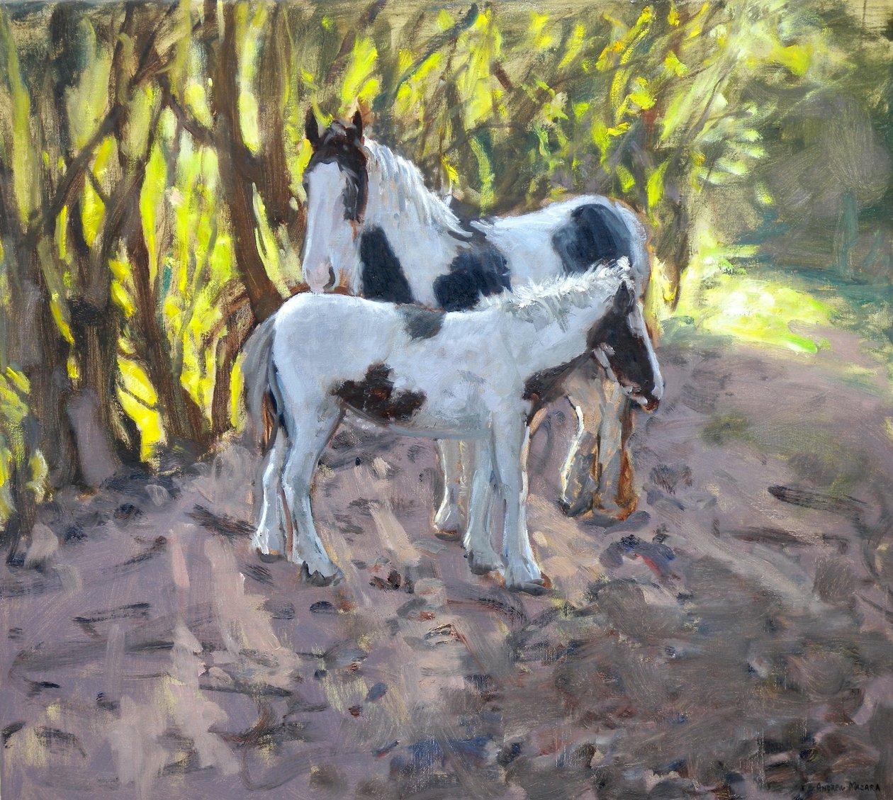 母马和小马驹，2011 年（布面油画） 作者 安德鲁·马卡拉（Andrew Macara）