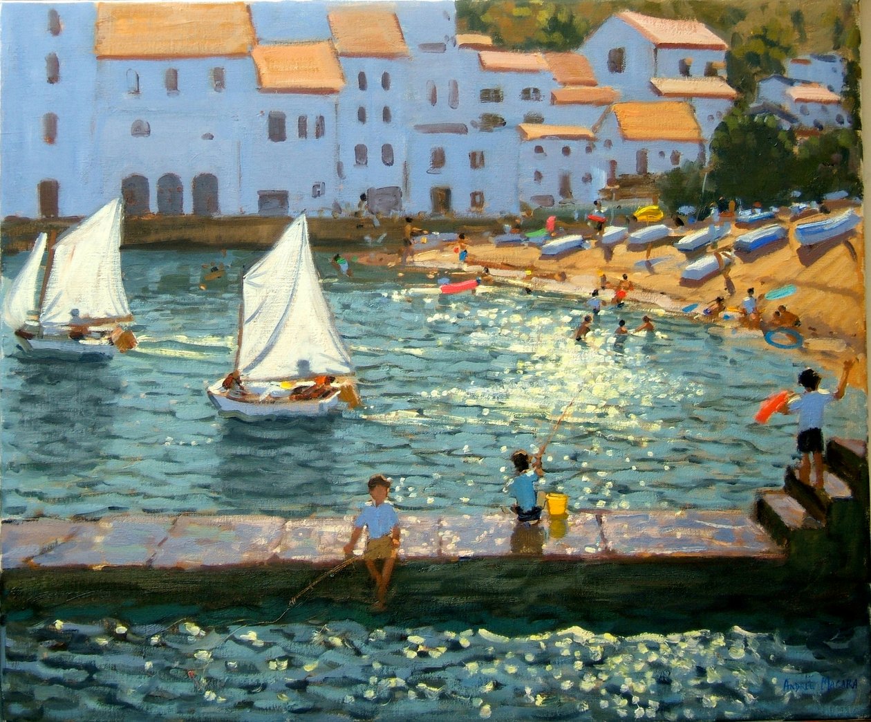 Sailboats,Cadaques,Costa Brava,2013,(oil on canvas) 作者 安德鲁·马卡拉（Andrew Macara）