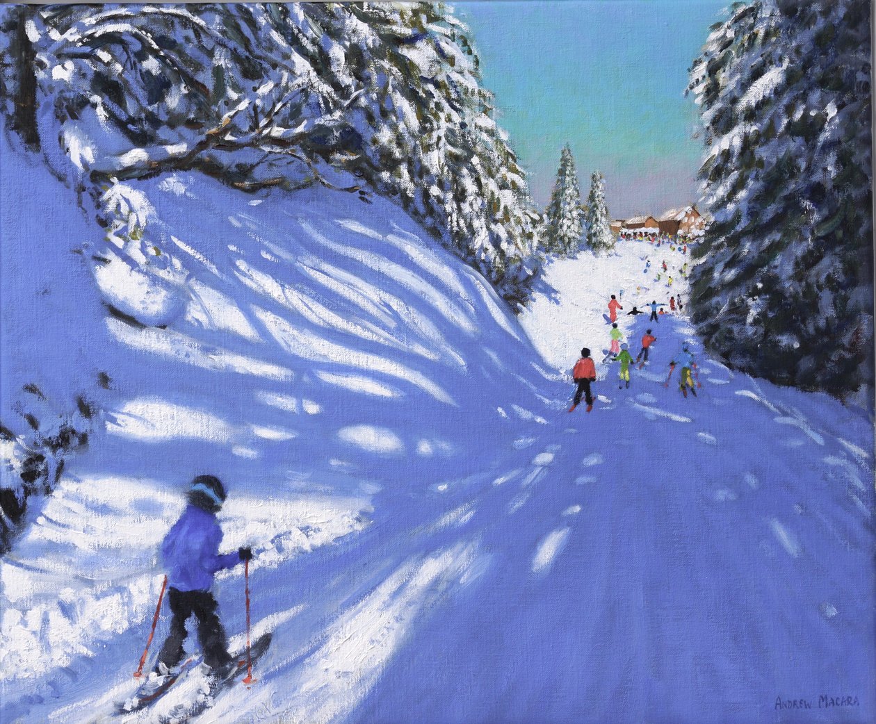 2021 年，法国大山丘萨莫昂滑雪（布面油画） 作者 安德鲁·马卡拉（Andrew Macara）