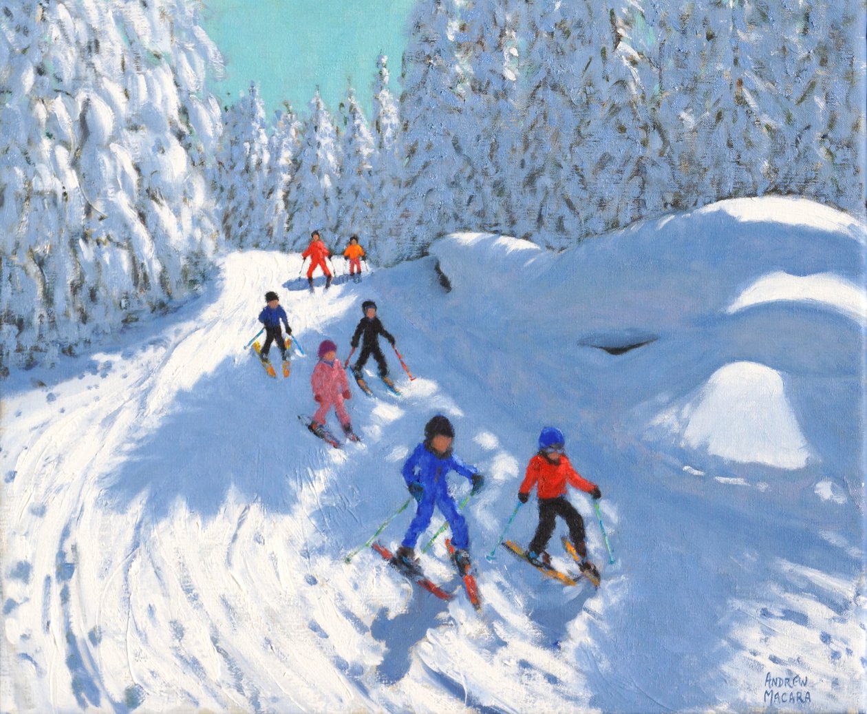 Skiing down the trail ,Courchevel ,2018,(oil on canvas) 作者 安德鲁·马卡拉（Andrew Macara）