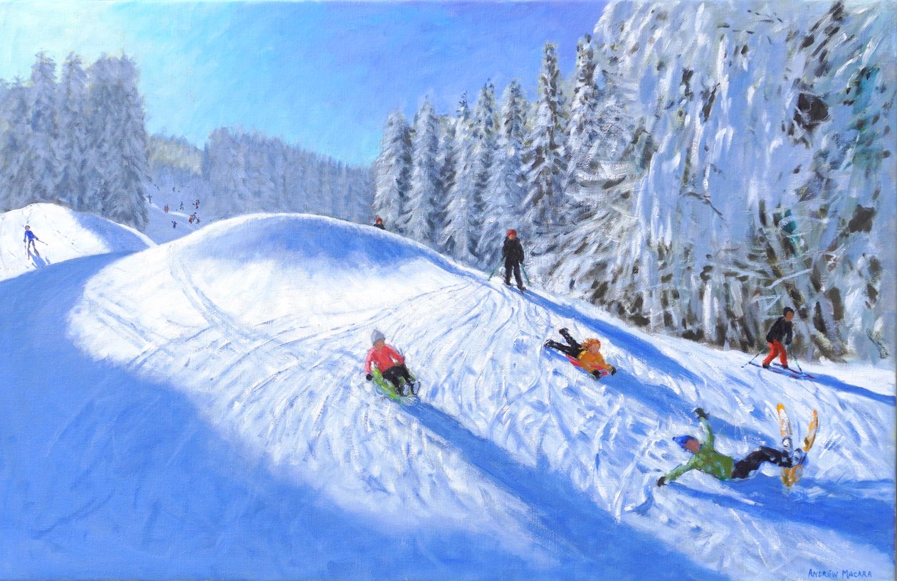 法国莫尔辛滑雪，2023 年（布面油画） 作者 安德鲁·马卡拉（Andrew Macara）