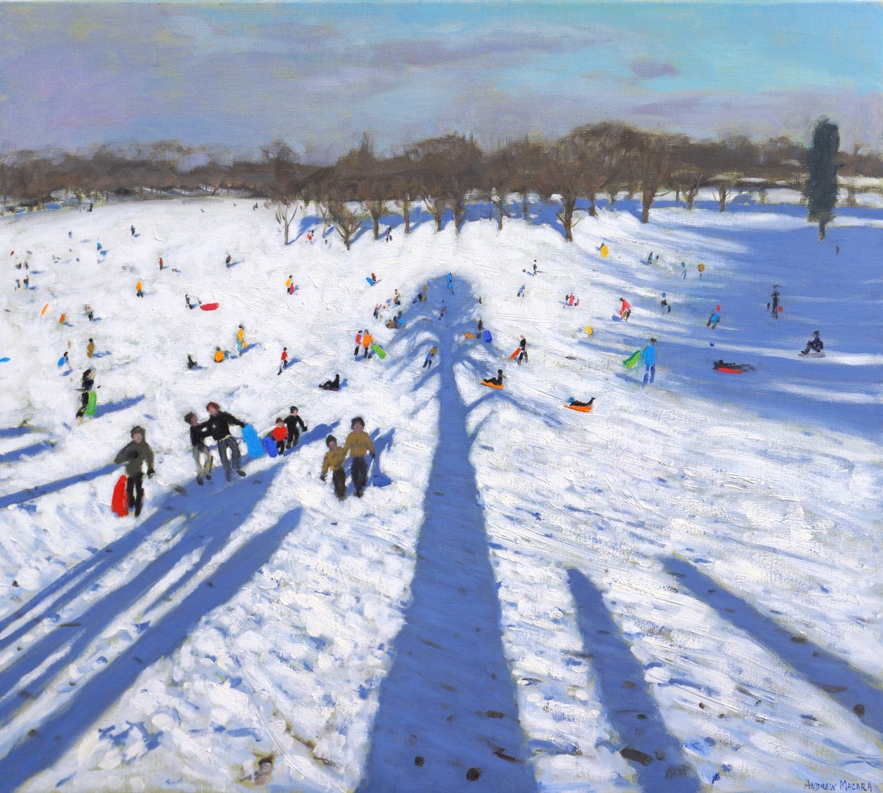 Sledging,Wollaton Park ,2017,(oil on canvas) 作者 安德鲁·马卡拉（Andrew Macara）
