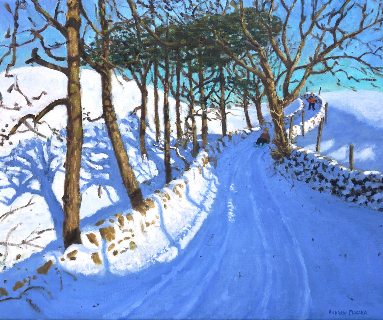 德比郡峰区的雪橇，2023 年（布面油画） 作者 安德鲁·马卡拉（Andrew Macara）