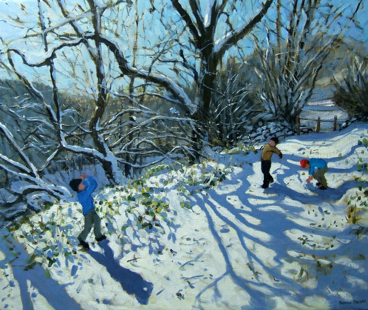 Snowball fight, Derbyshire (oil on canvas) 作者 安德鲁·马卡拉（Andrew Macara）