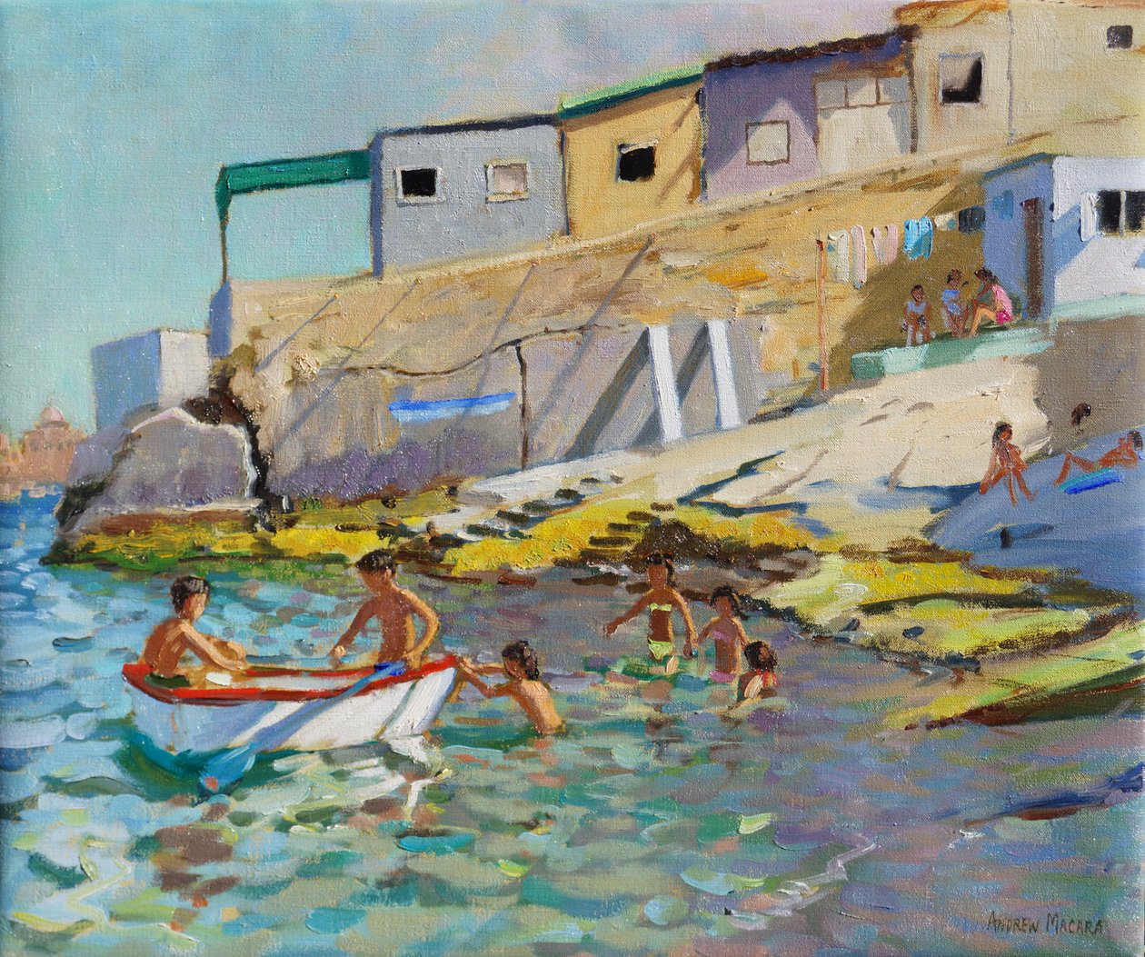 划艇，瓦莱塔，马耳他，2015，（布面油画） 作者 安德鲁·马卡拉（Andrew Macara）