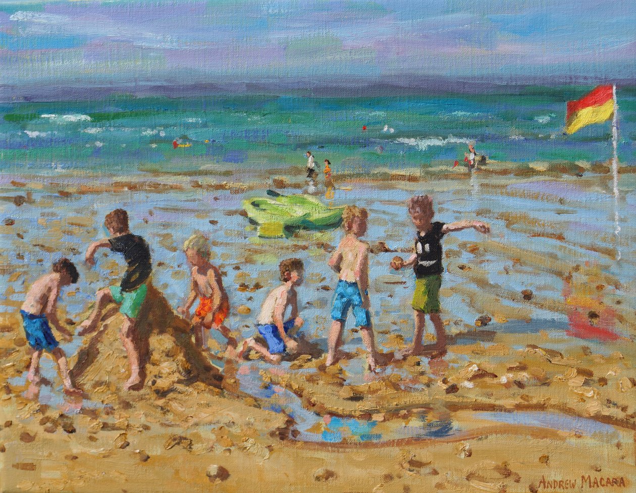 沙堡,Wells-next-the-sea,Norfolk,2019,(布面油画) 作者 安德鲁·马卡拉（Andrew Macara）